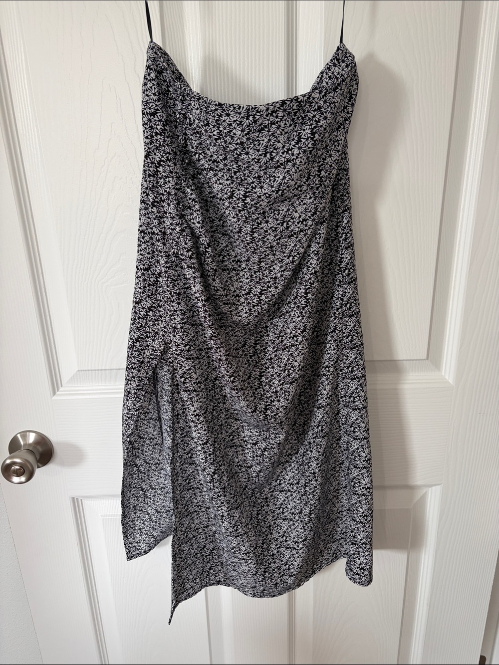 Black & White Floral Midi Slip Skirt